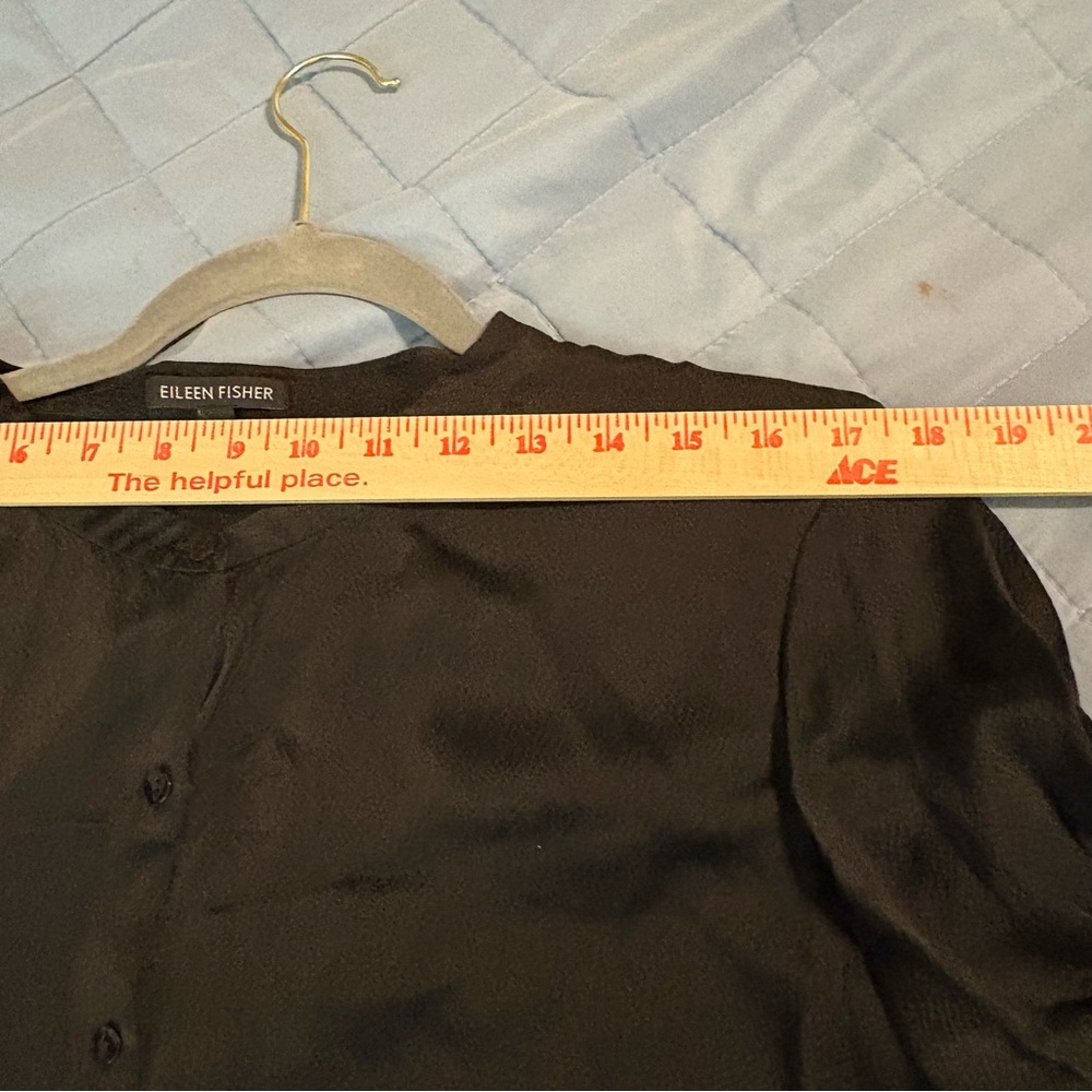 Eileen Fisher Black Crepe Button Up Blouse XL - Picture 5 of 8